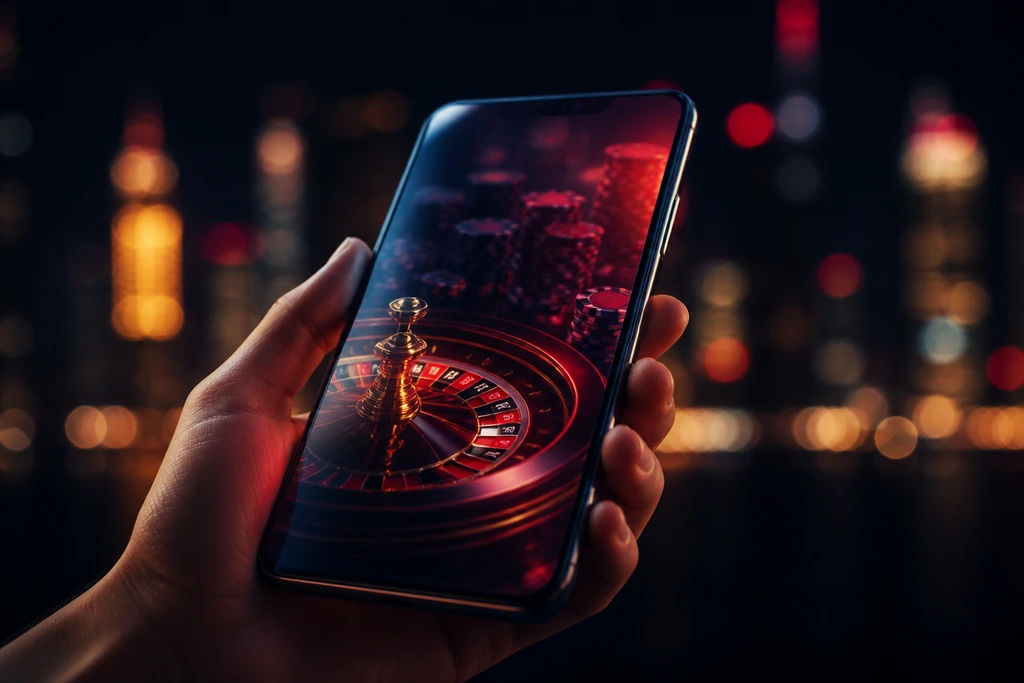 Shuffle Casino app móvil mockup teléfono inteligente